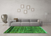 Machine Washable Solid Green Modern Rug, wshurb1269grn