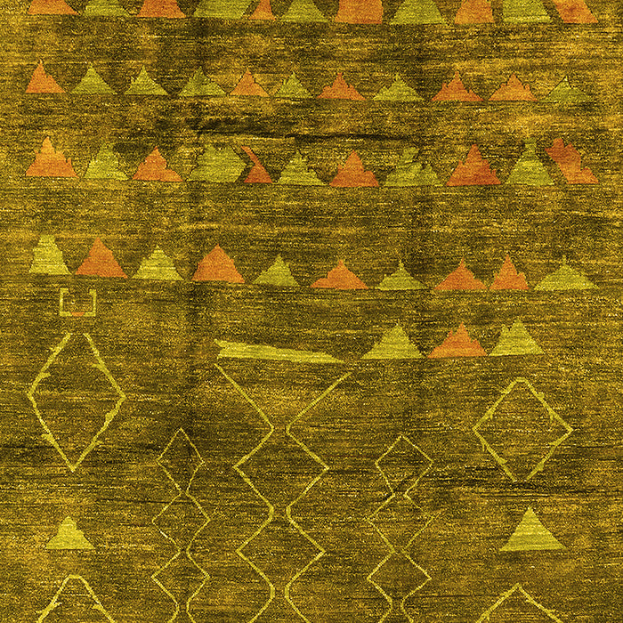 Machine Washable Solid Yellow Modern Rug, wshurb1269yw