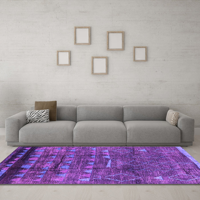 Machine Washable Solid Purple Modern Area Rugs in a Living Room, wshurb1269pur