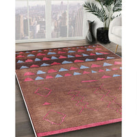 Mid-Century Modern Copper Red Pink Solid Rug, urb1270