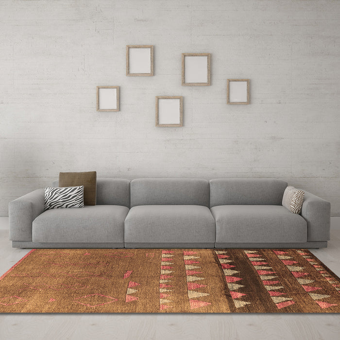 Machine Washable Solid Brown Modern Rug in a Living Room,, wshurb1270brn