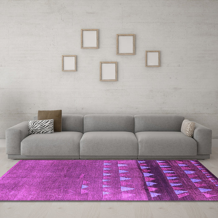Machine Washable Solid Purple Modern Area Rugs in a Living Room, wshurb1270pur