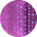 Round Machine Washable Solid Purple Modern Area Rugs, wshurb1270pur