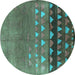 Round Solid Turquoise Modern Rug, urb1270turq