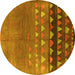 Round Solid Yellow Modern Rug, urb1270yw