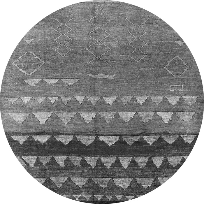 Round Machine Washable Solid Gray Modern Rug, wshurb1270gry