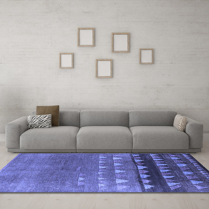 Machine Washable Solid Blue Modern Rug in a Living Room, wshurb1270blu