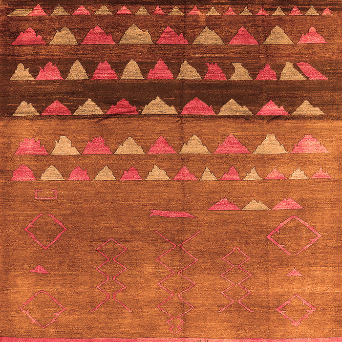 Square Machine Washable Solid Orange Modern Area Rugs, wshurb1270org