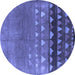 Round Solid Blue Modern Rug, urb1270blu