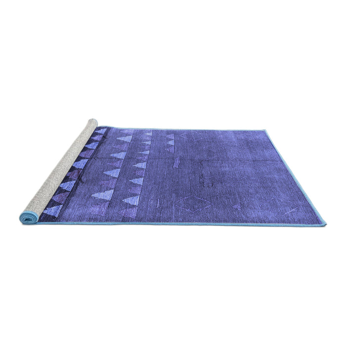 Sideview of Machine Washable Solid Blue Modern Rug, wshurb1270blu