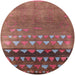 Round Machine Washable Industrial Modern Copper Red Pink Rug, wshurb1270