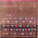 Square Mid-Century Modern Copper Red Pink Solid Rug, urb1270