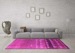 Machine Washable Solid Pink Modern Rug in a Living Room, wshurb1270pnk