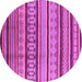 Round Machine Washable Southwestern Purple Country Area Rugs, wshurb1271pur