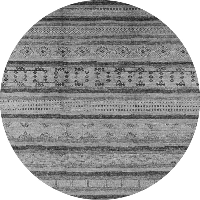 Round Southwestern Gray Country Rug, urb1271gry