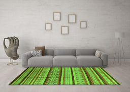Machine Washable Southwestern Green Country Area Rugs in a Living Room,, wshurb1271grn