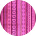 Round Machine Washable Southwestern Pink Country Rug, wshurb1271pnk