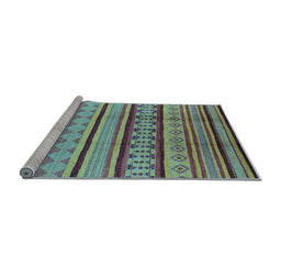 Sideview of Machine Washable Southwestern Light Blue Country Rug, wshurb1271lblu