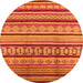 Round Machine Washable Southwestern Orange Country Area Rugs, wshurb1271org