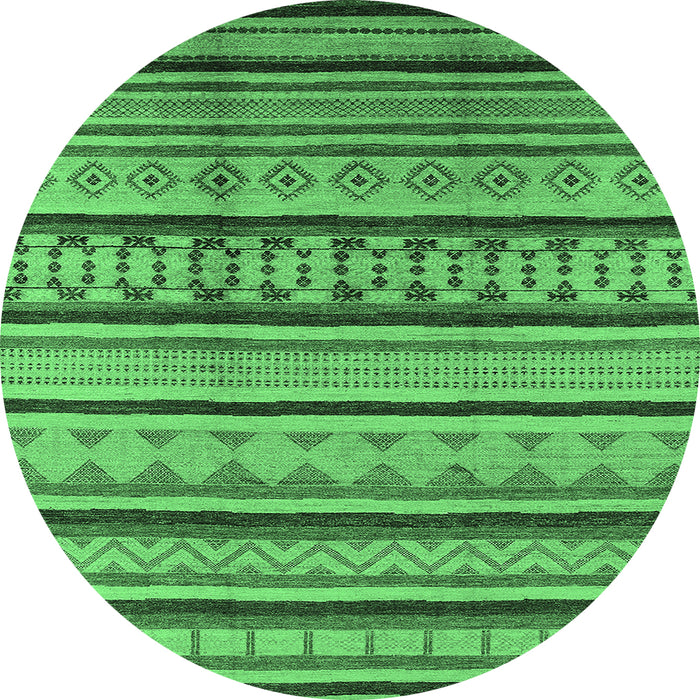 Round Southwestern Emerald Green Country Rug, urb1271emgrn