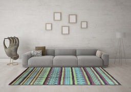 Machine Washable Southwestern Light Blue Country Rug in a Living Room, wshurb1271lblu