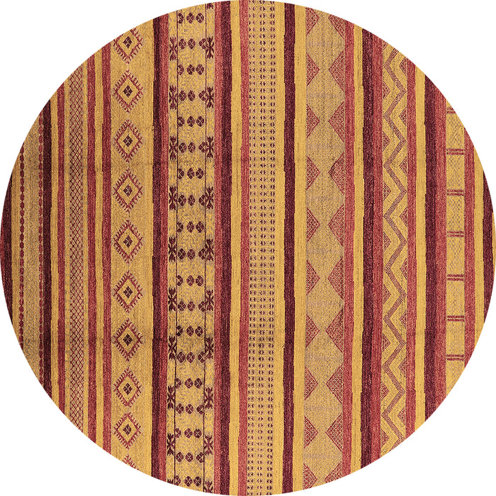 Round Southwestern Brown Country Rug, urb1271brn
