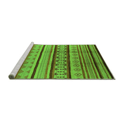 Sideview of Machine Washable Southwestern Green Country Area Rugs, wshurb1271grn