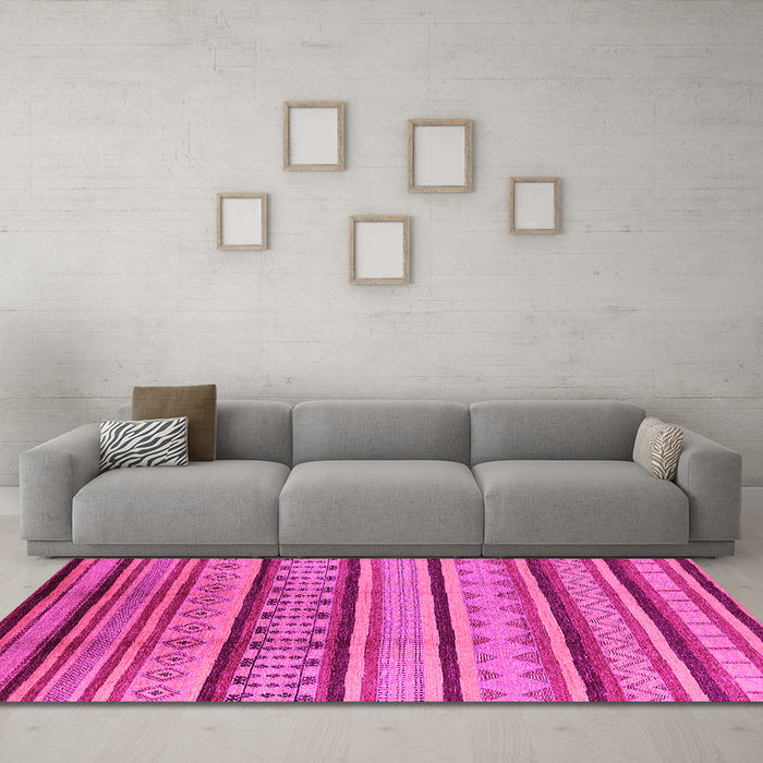 Machine Washable Southwestern Pink Country Rug in a Living Room, wshurb1271pnk