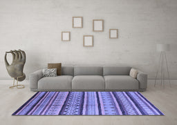 Machine Washable Southwestern Blue Country Rug in a Living Room, wshurb1271blu