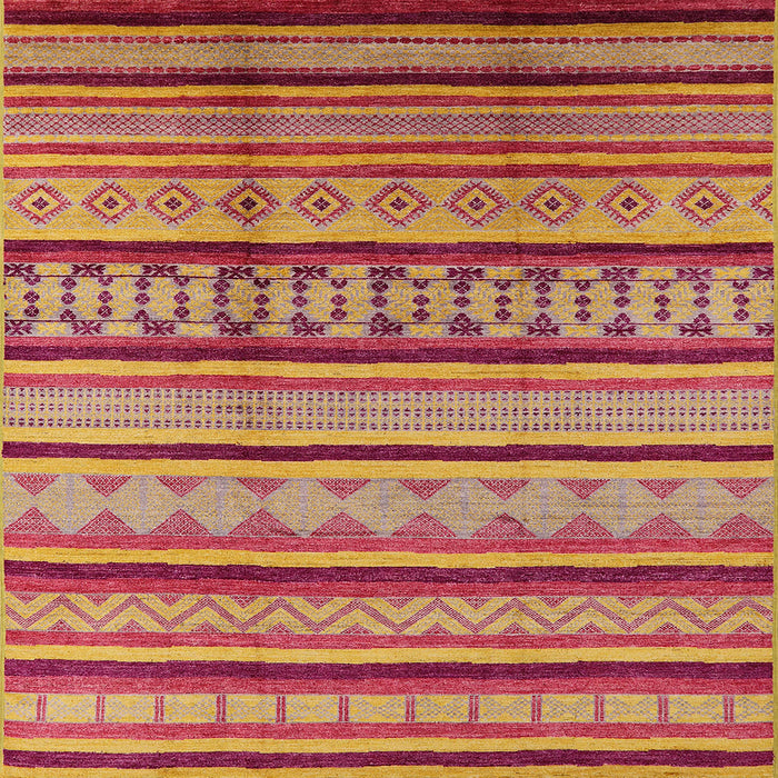 Square Mid-Century Modern Orange Southwestern Rug, urb1271