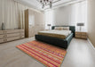 Mid-Century Modern Orange Southwestern Rug in a Bedroom, urb1271