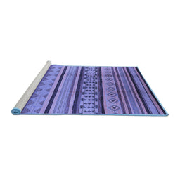 Sideview of Machine Washable Southwestern Blue Country Rug, wshurb1271blu