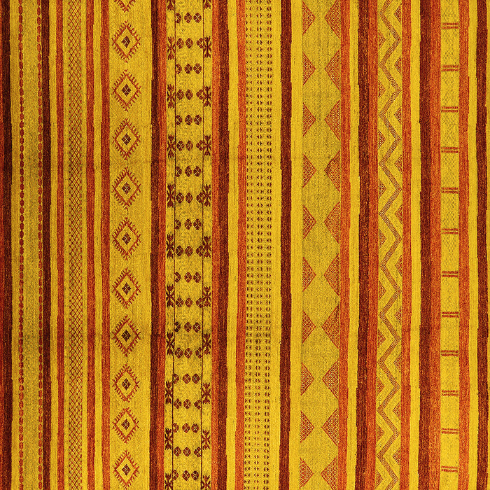 Square Machine Washable Southwestern Yellow Country Rug, wshurb1271yw