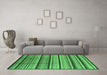 Machine Washable Southwestern Emerald Green Country Area Rugs in a Living Room,, wshurb1271emgrn