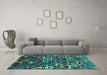 Machine Washable Solid Turquoise Modern Area Rugs in a Living Room,, wshurb1272turq