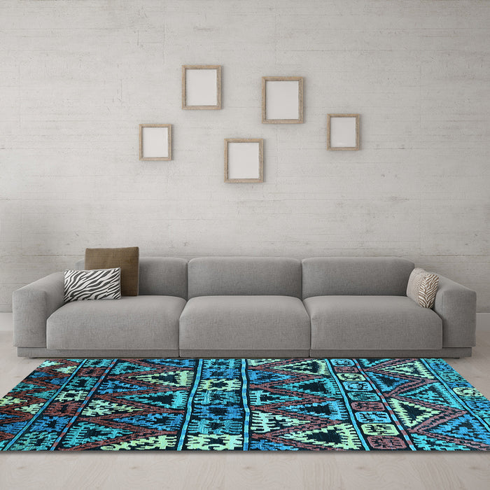 Machine Washable Solid Light Blue Modern Rug in a Living Room, wshurb1272lblu