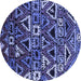 Round Solid Blue Modern Rug, urb1272blu