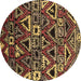 Round Solid Brown Modern Rug, urb1272brn