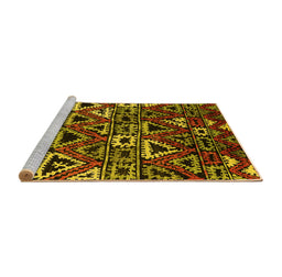 Sideview of Machine Washable Solid Yellow Modern Rug, wshurb1272yw