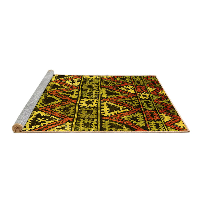Sideview of Machine Washable Solid Yellow Modern Rug, wshurb1272yw