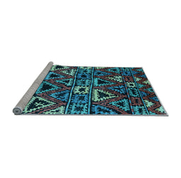 Sideview of Machine Washable Solid Light Blue Modern Rug, wshurb1272lblu