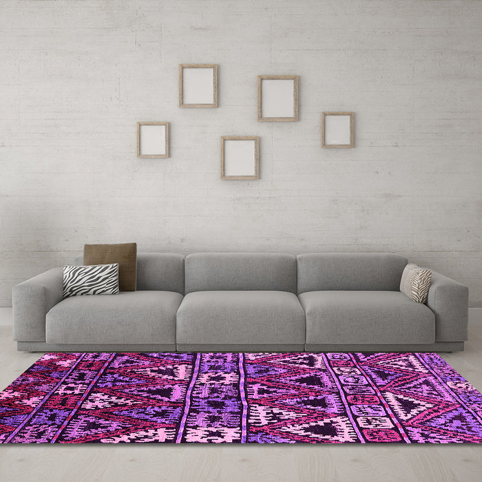 Machine Washable Solid Pink Modern Rug in a Living Room, wshurb1272pnk