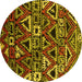 Round Solid Yellow Modern Rug, urb1272yw