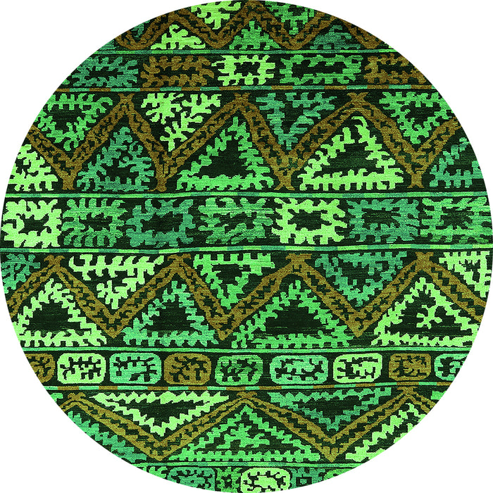 Round Machine Washable Solid Green Modern Area Rugs, wshurb1272grn