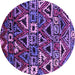 Round Machine Washable Solid Purple Modern Area Rugs, wshurb1272pur