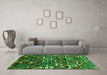 Machine Washable Solid Green Modern Area Rugs in a Living Room,, wshurb1272grn