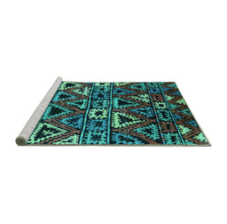 Sideview of Machine Washable Solid Turquoise Modern Area Rugs, wshurb1272turq
