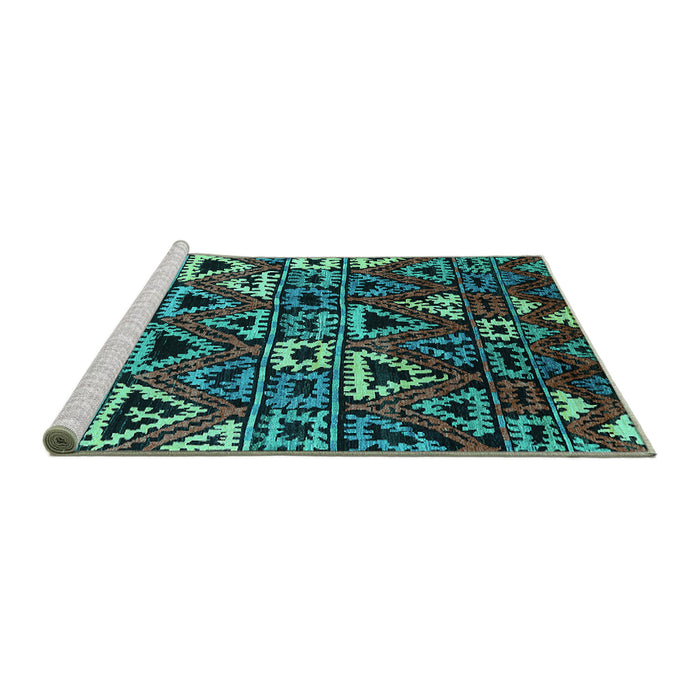 Sideview of Machine Washable Solid Turquoise Modern Area Rugs, wshurb1272turq