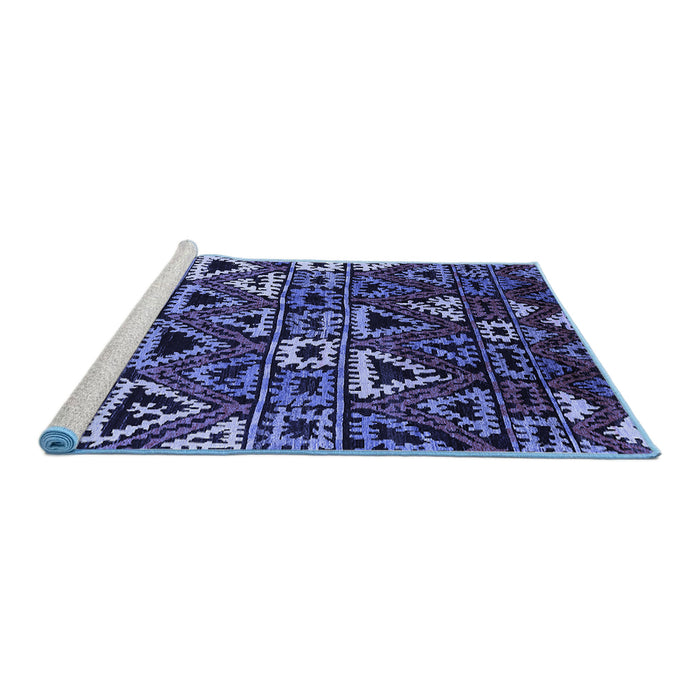 Sideview of Machine Washable Solid Blue Modern Rug, wshurb1272blu