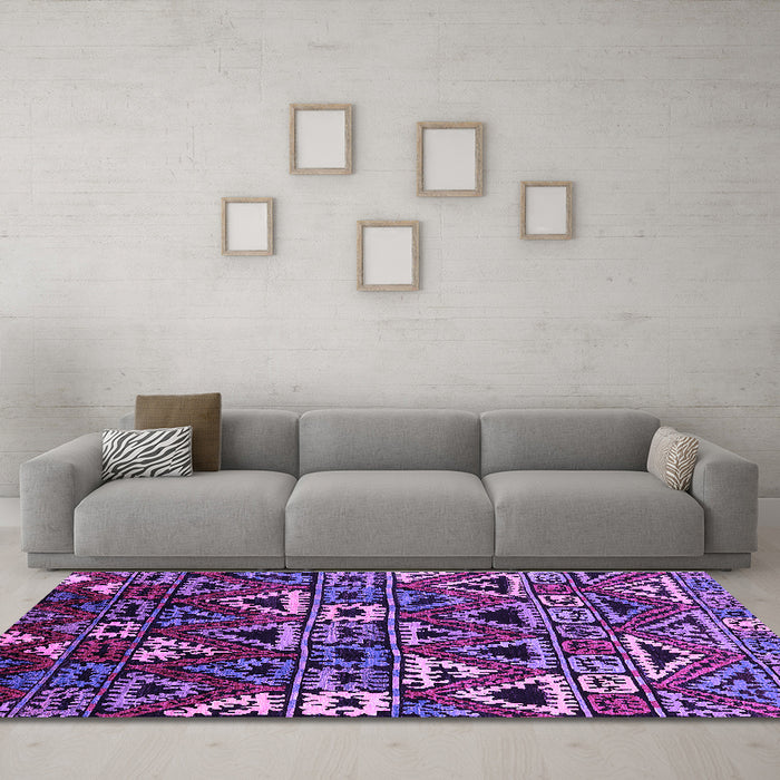 Machine Washable Solid Purple Modern Area Rugs in a Living Room, wshurb1272pur